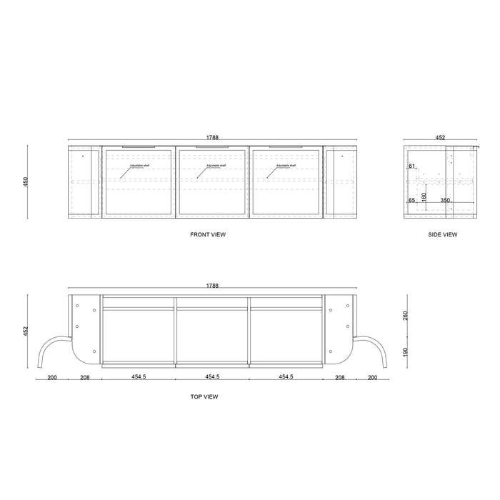 Hampshire 1800mm Wall Hung Curve Vanity Satin White - BOH1800W