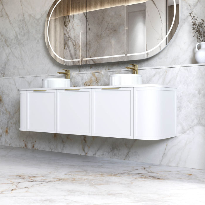 Hampshire 1800mm Wall Hung Curve Vanity Satin White - BOH1800W