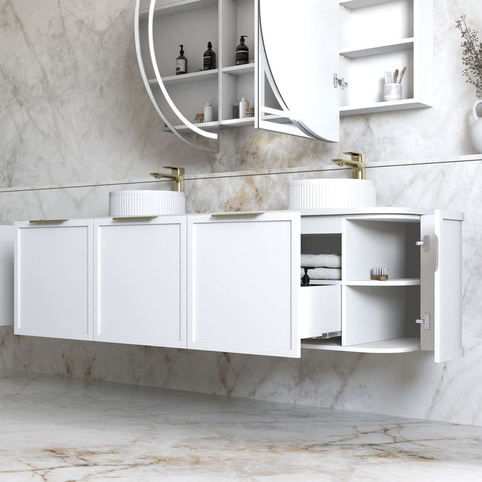 Hampshire 1800mm Wall Hung Curve Vanity Satin White - BOH1800W