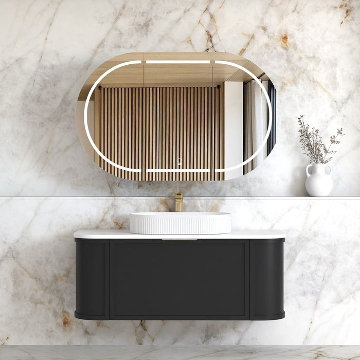 Hampshire 1200mm Wall Hung Curve Vanity Satin Black - BOH1200B