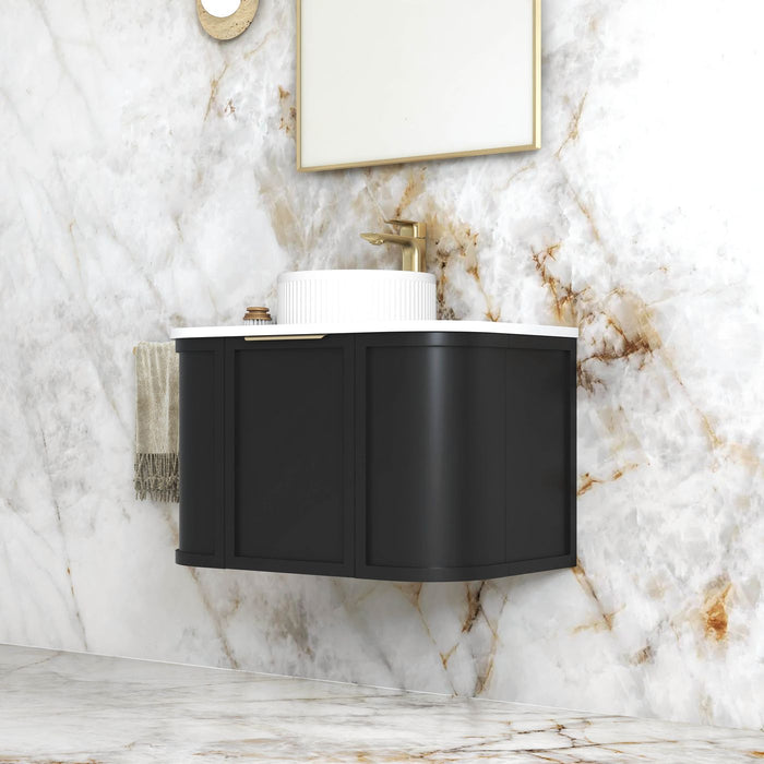 Hampshire 750mm Wall Hung Curve Vanity Satin Black - BOH750B