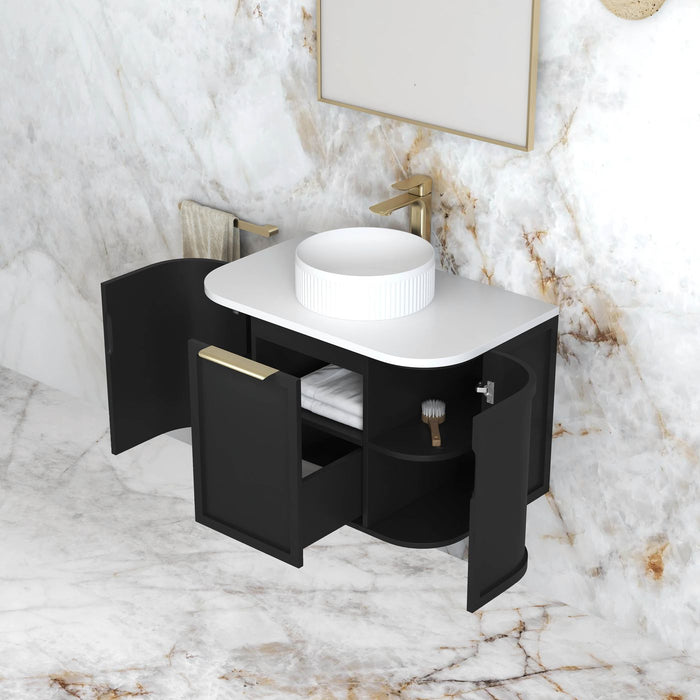 Hampshire 750mm Wall Hung Curve Vanity Satin Black - BOH750B