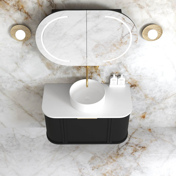 Hampshire 900mm Wall Hung Curve Vanity Satin Black - BOH900B