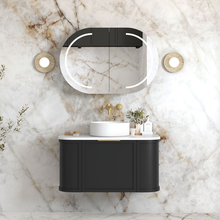 Hampshire 900mm Wall Hung Curve Vanity Satin Black - BOH900B