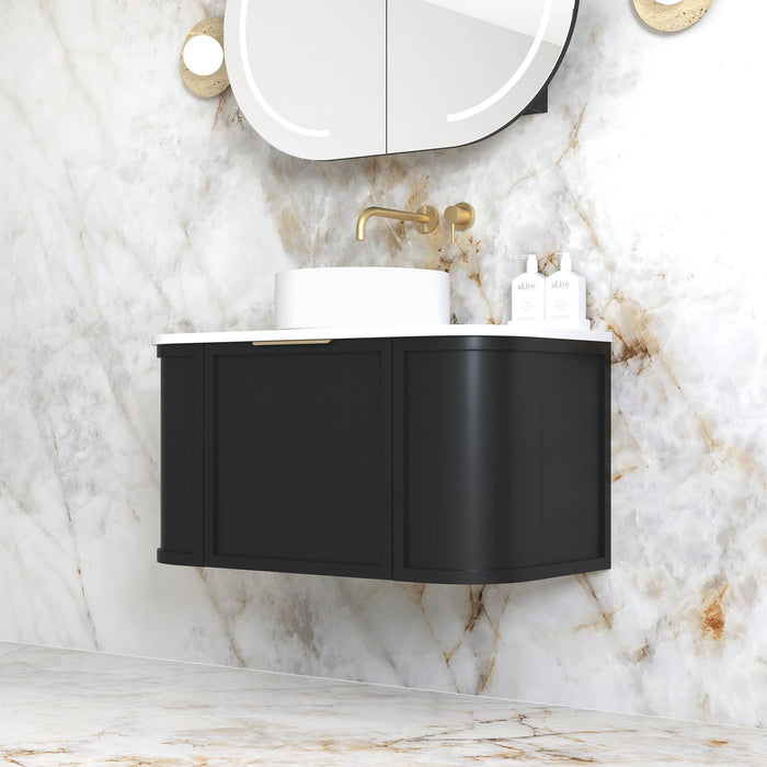 Hampshire 900mm Wall Hung Curve Vanity Satin Black - BOH900B