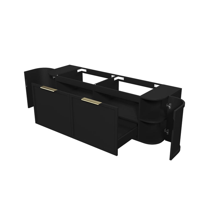 Hampshire 1500mm Wall Hung Curve Vanity Satin Black - BOH1500B