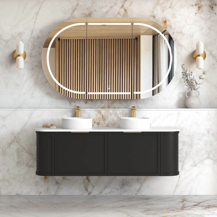 Hampshire 1500mm Wall Hung Curve Vanity Satin Black - BOH1500B