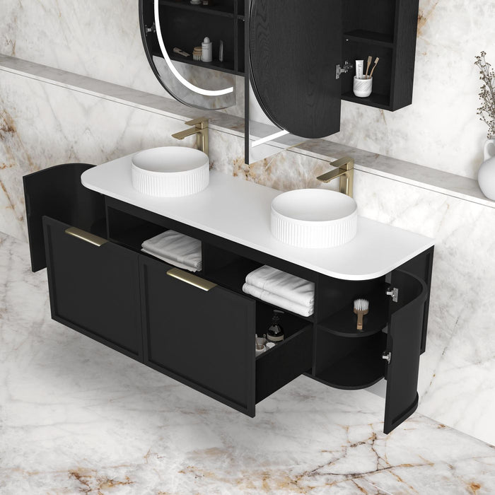 Hampshire 1500mm Wall Hung Curve Vanity Satin Black - BOH1500B
