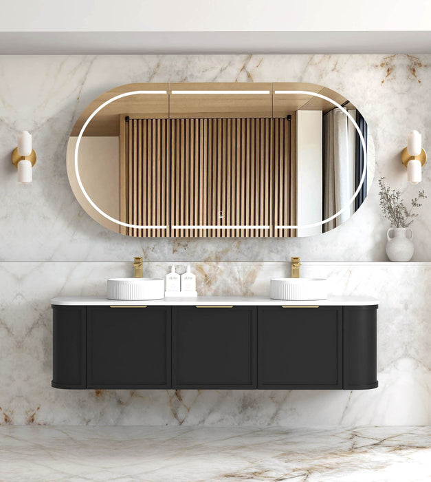 Hampshire 1800mm Wall Hung Curve Vanity Satin Black - BOH1800B