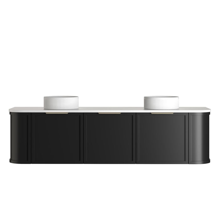 Hampshire 1800mm Wall Hung Curve Vanity Satin Black - BOH1800B