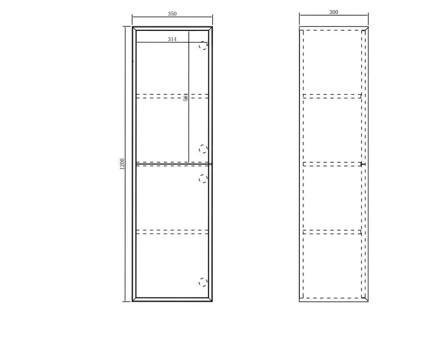 Noosa Tall Boy Wall Hung Matte White - NSTB