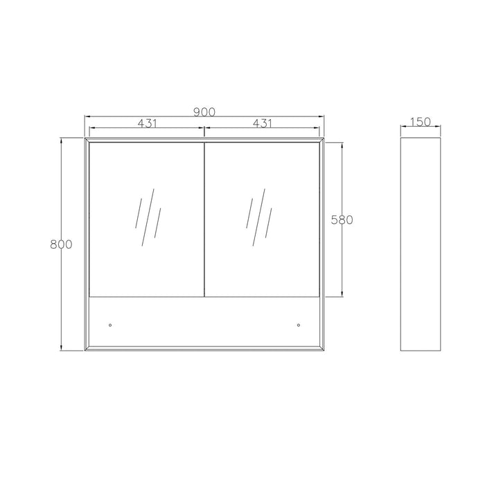Marlo Plywood Shaving Cabinet Matte Black - MASV900B