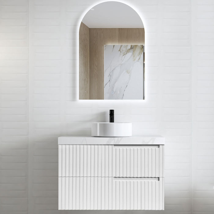 Noosa 900mm Wall Hung Vanity Satin White - NS900W