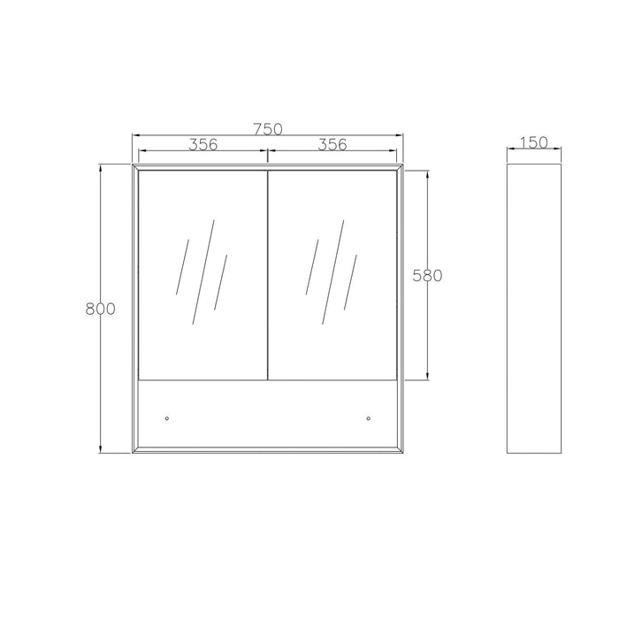 Marlo Plywood Shaving Cabinet Matte Black - MASV750B