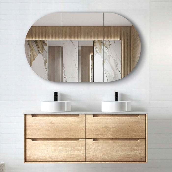 Byron Wall Hung Vanity Double Bowl Natural Oak - BY1200N-D