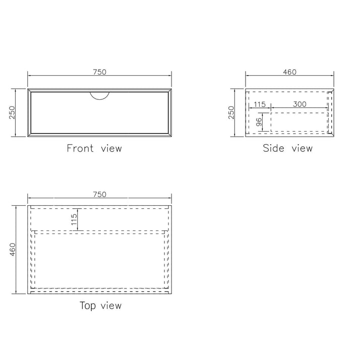 Moonlight 750mm Wall Hung Cabinet White - ML750W