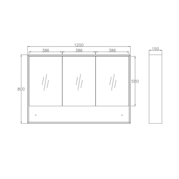 Marlo Plywood Shaving Cabinet Matte Black - MASV1200B