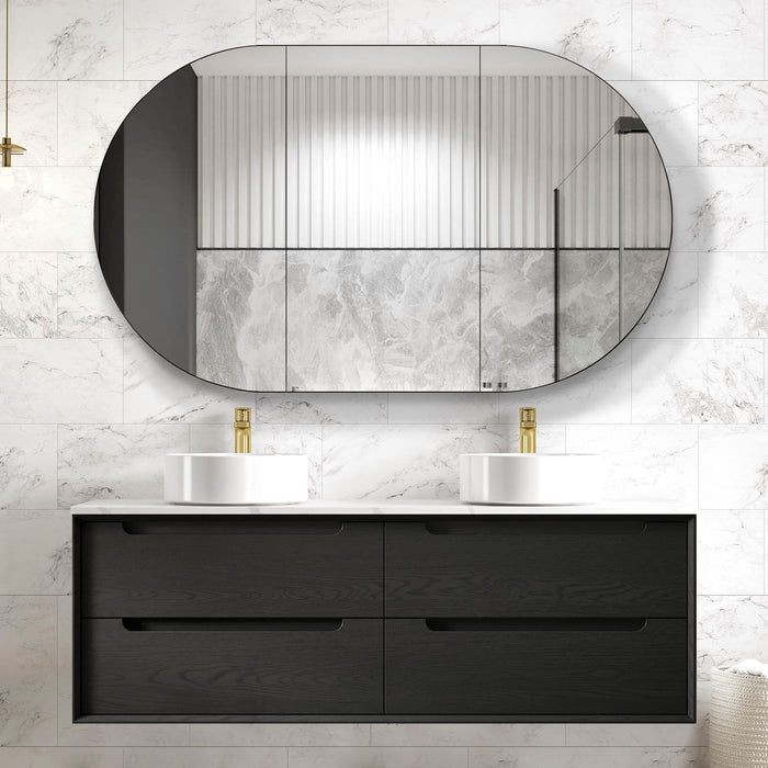 Byron 1500mm Wall Hung Vanity Black Oak - BY1500B
