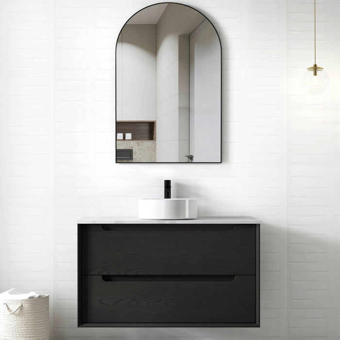 Byron 900mm Wall Hung Vanity Black Oak - BY900B
