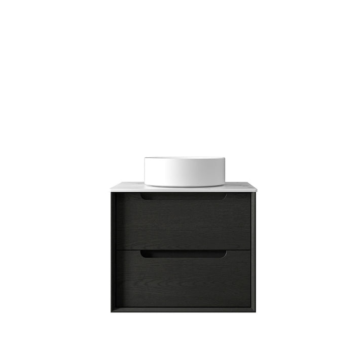 Byron 600mm Wall Hung Curve Vanity Black Oak - BY600B