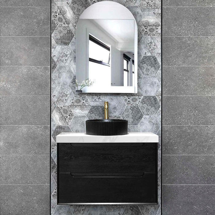 Byron Plywood Wall Hung Cabinet Blac Oak - BY750B