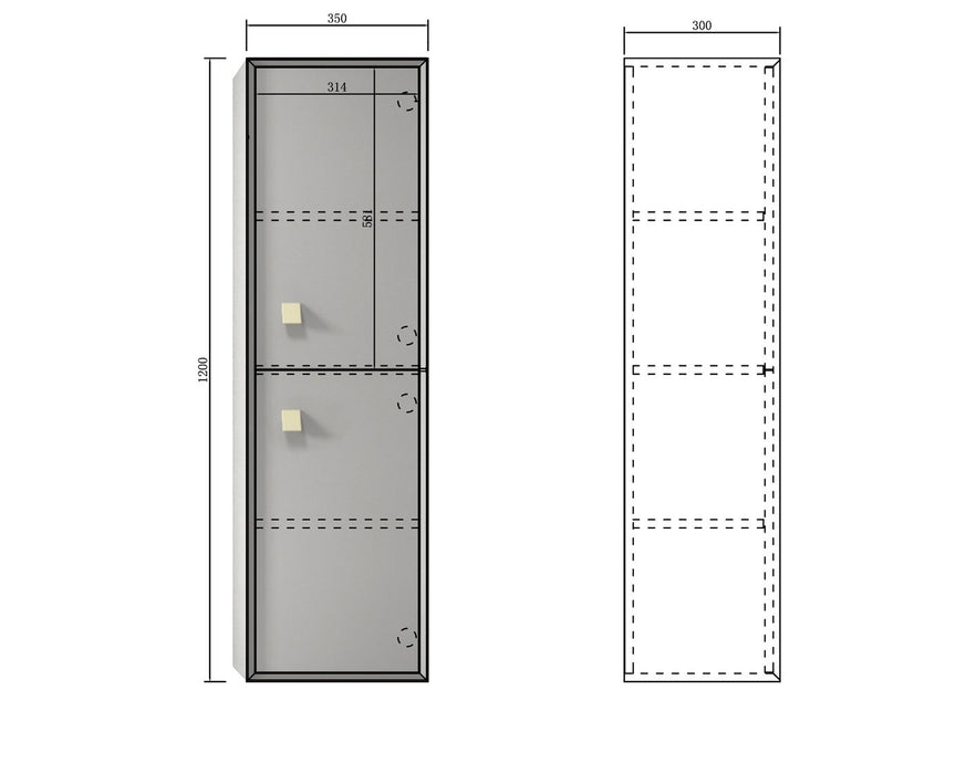 Boston Tall Boy Wall Hung Matte Grey - BSTBG