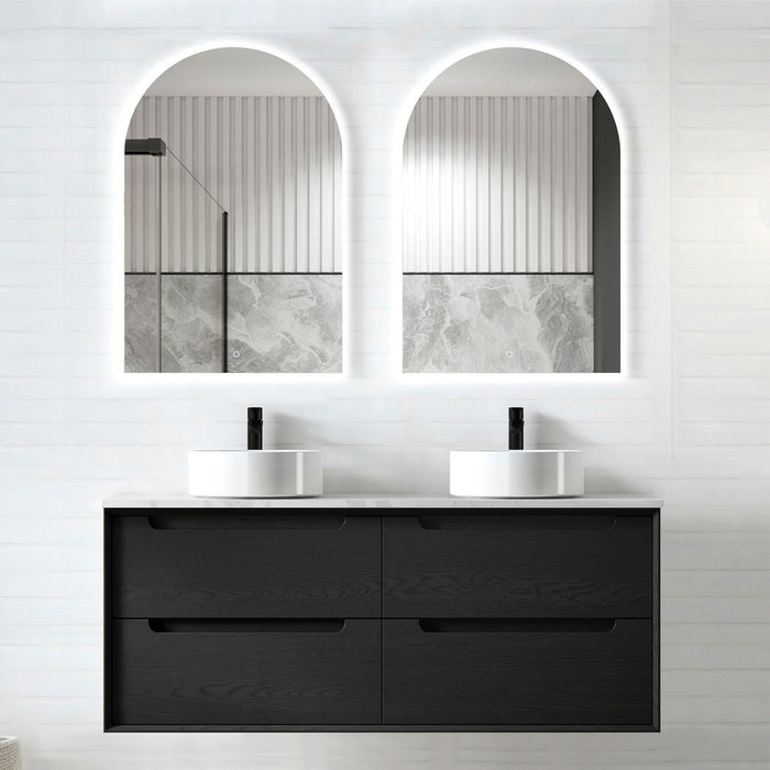Byron 1200mm Wall Hung Vanity Double Bowl Black Oak - BY1200B-D