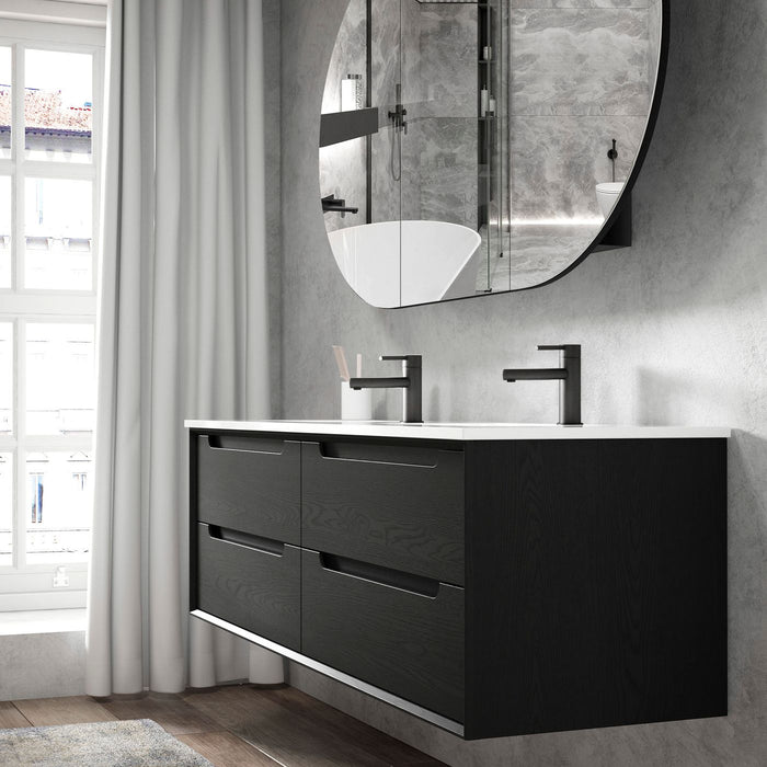 Byron 1200mm Wall Hung Vanity Double Bowl Black Oak - BY1200B-D