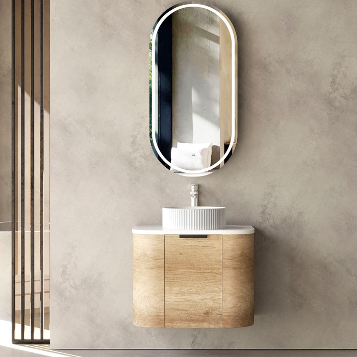 Bondi 600mm Wall Hung Curve Vanity Natural Oak - BO600N
