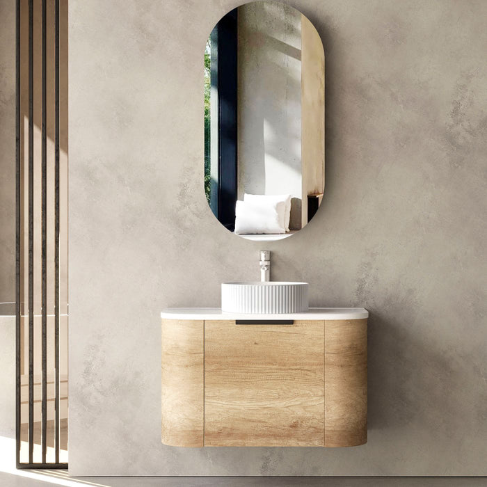 Bondi 750mm Wall Hung Curve Vanity Natural Oak - BO750N