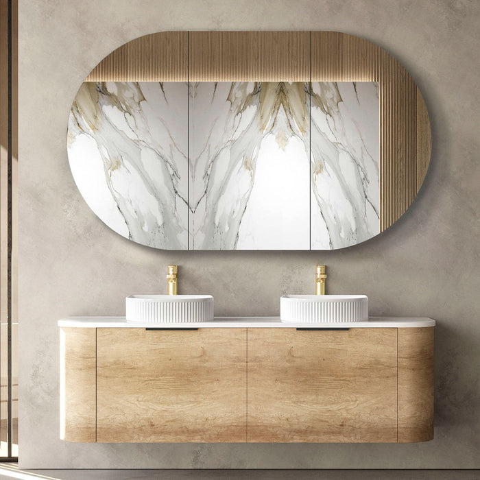Bondi 1500mm Wall Hung Curve Vanity Natural Oak - BO1500N
