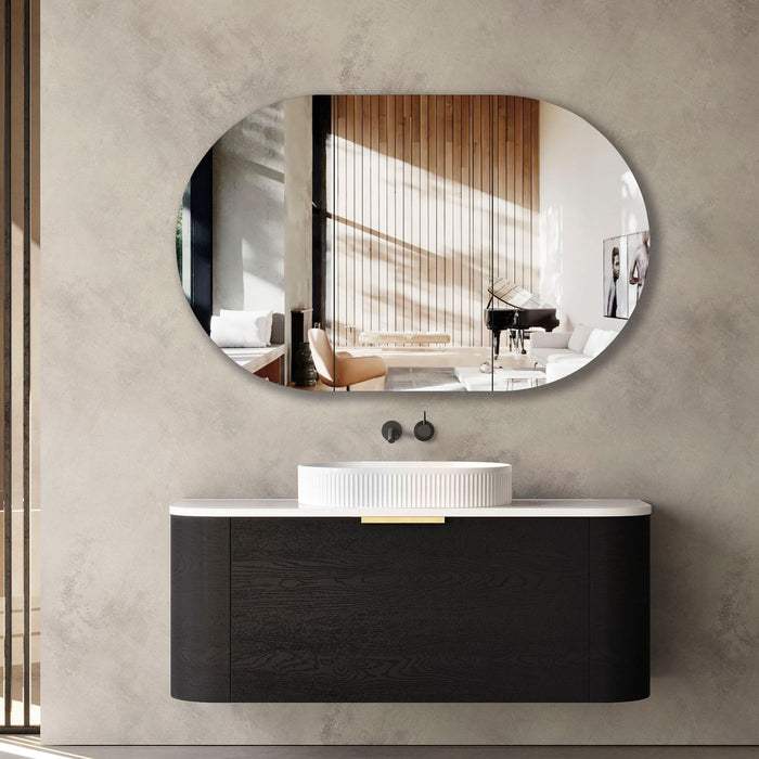 Bondi 1200mm Wall Hung Curve Vanity Black Oak - BO1200B