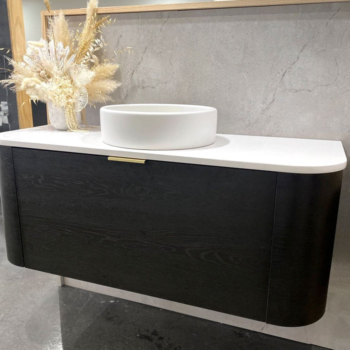 Bondi 1200mm Wall Hung Curve Vanity Black Oak - BO1200B