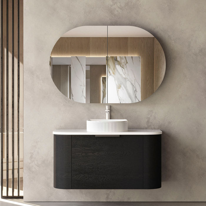 Bondi 900mm Wall Hung Curve Vanity Black Oak - BO900B