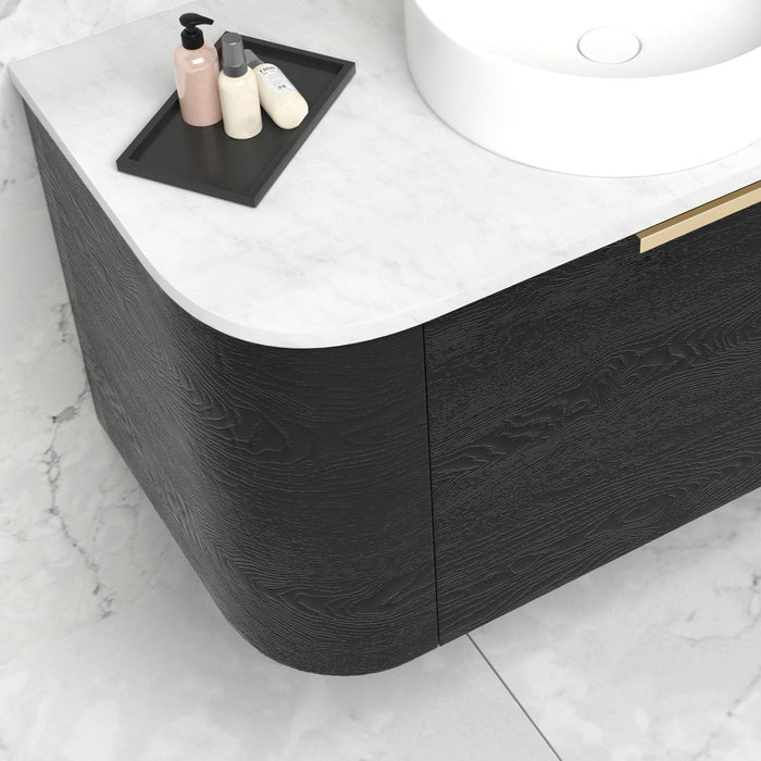 Bondi 900mm Wall Hung Curve Vanity Black Oak - BO900B
