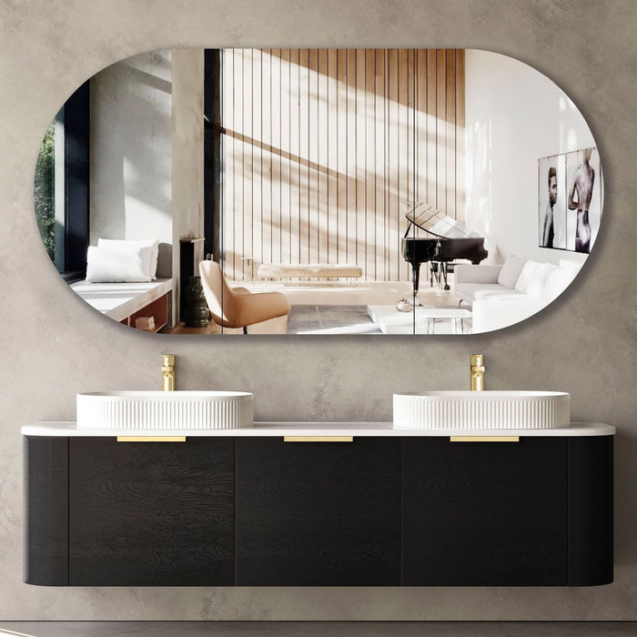 Bondi 1800mm Wall Hung Curve Vanity Black Oak - BO1800B