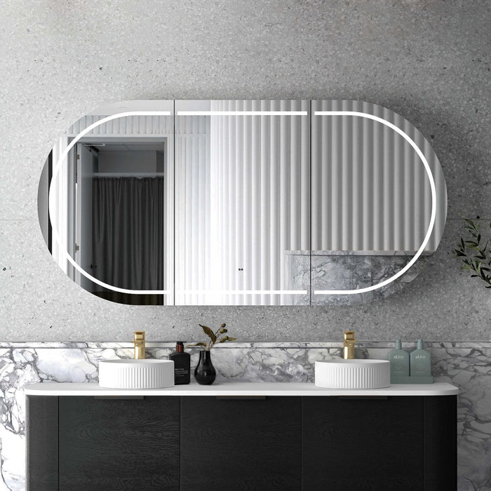 Bondi 1800mm Wall Hung Curve Vanity Black Oak - BO1800B