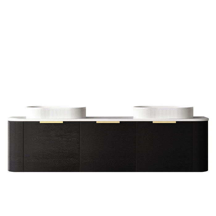 Bondi 1800mm Wall Hung Curve Vanity Black Oak - BO1800B