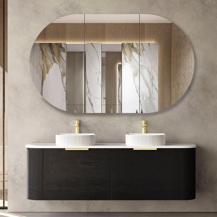 Bondi 1500mm Wall Hung Curve Vanity Black Oak - BO1500B