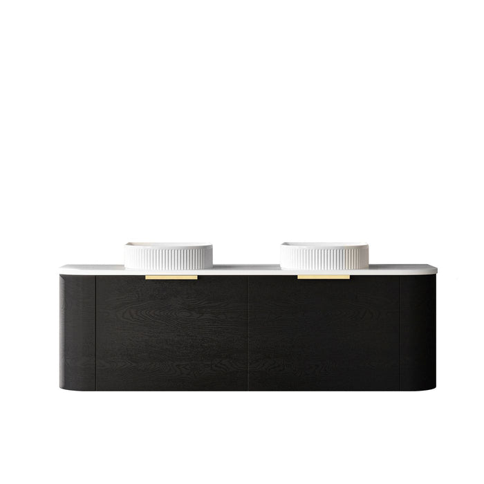 Bondi 1500mm Wall Hung Curve Vanity Black Oak - BO1500B