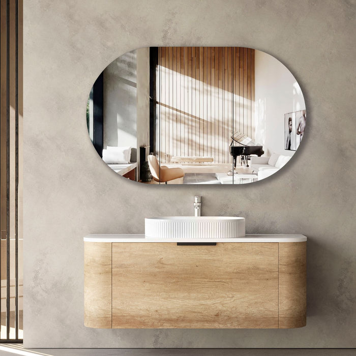 Bondi 1200mm Wall Hung Curve Vanity Natural Oak - BO1200N