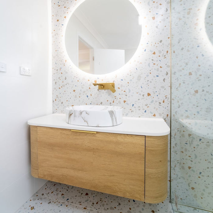 Bondi 1200mm Wall Hung Curve Vanity Natural Oak - BO1200N