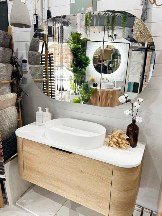 Bondi 1200mm Wall Hung Curve Vanity Natural Oak - BO1200N
