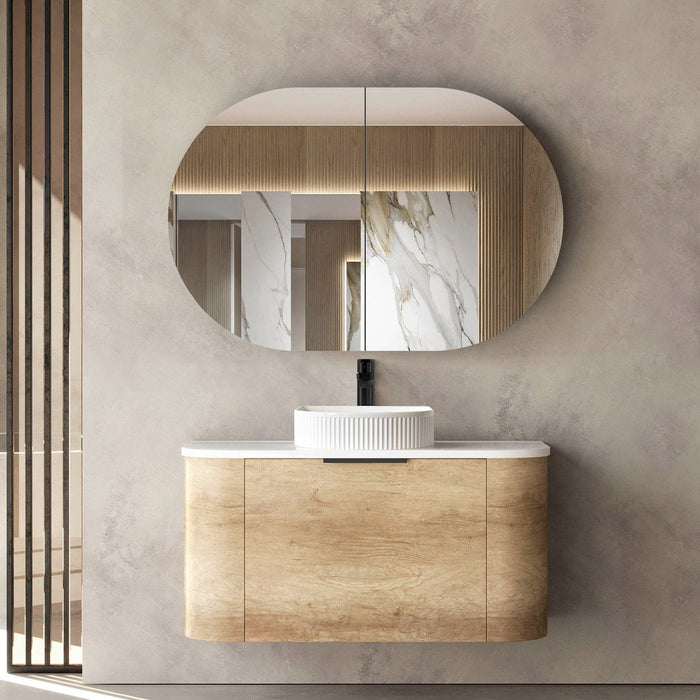 Bondi 900mm Wall Hung Curve Vanity Natural Oak - BO900N
