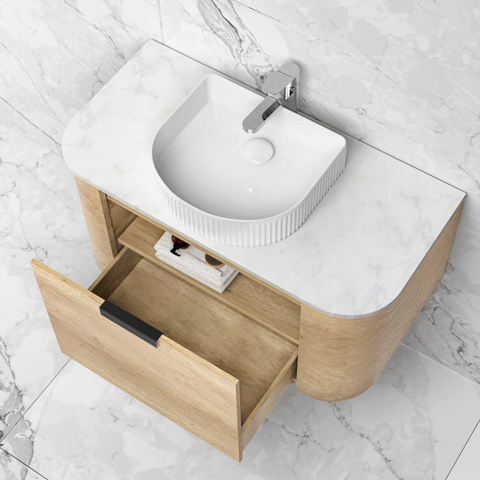 Bondi 900mm Wall Hung Curve Vanity Natural Oak - BO900N
