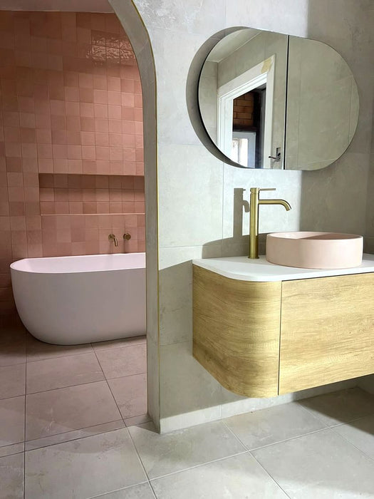 Bondi 900mm Wall Hung Curve Vanity Natural Oak - BO900N