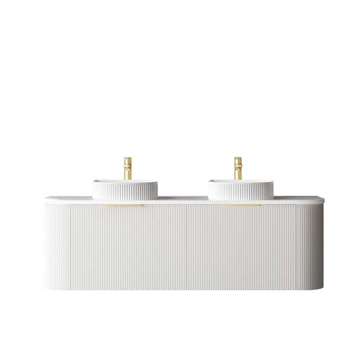 Bondi Fluted 1500mm Wall Hung Curve Vanity Matte White - BO1500W