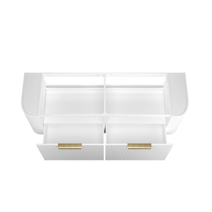 Bondi Fluted 1500mm Wall Hung Curve Vanity Matte White - BO1500W