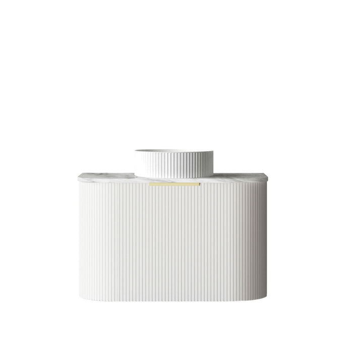 Bondi Fluted 750mm Wall Hung Curve Vanity Matte White - BO750W