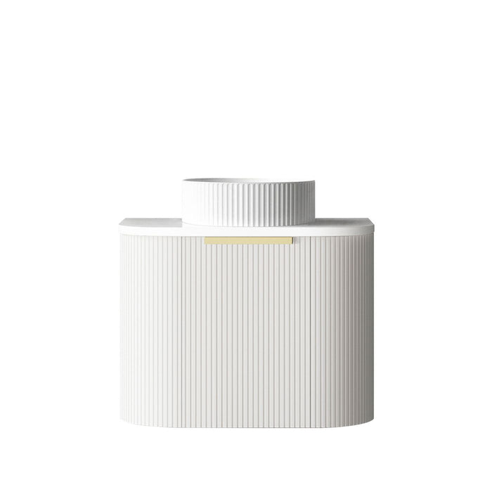 Bondi Fluted 600mm Wall Hung Curve Vanity Matte White - BO600W